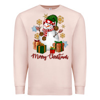 Pale Pink Snowman Merry Christmas Premium Sweatshirt - NancyCooperArtShop