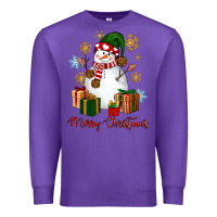 Purple Snowman Merry Christmas Premium Sweatshirt - NancyCooperArtShop