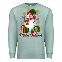 Seafoam Snowman Merry Christmas Premium Sweatshirt - NancyCooperArtShop