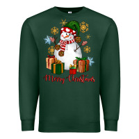 Sports Green Snowman Merry Christmas Premium Sweatshirt - NancyCooperArtShop