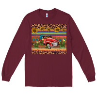 Burgundy truck sunflower leopard Long Sleeve Tee - AdoDesignShop