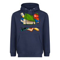 Navy custom teacher books Heavyweight Hoodie - NancyCooperArtShop