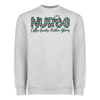 Heather Grey coffee scrubs and rubber gloves Heavyweight Sweatshirt - CowhideDigitalArt