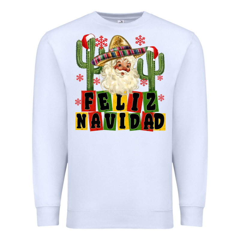 Feliz Navidad Mexican Santa Premium Sweatshirt by MaliasSmallBusiness | Teevron