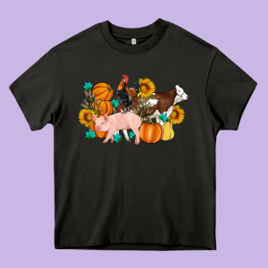 Farm Life Fall Pig Cow Rooster Heavy Core Tee Designed By Artiststas