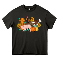 Asphalt Farm Life Fall Pig Cow Rooster Heavy Core Tee - Artiststas