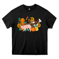 Black Farm Life Fall Pig Cow Rooster Heavy Core Tee - Artiststas