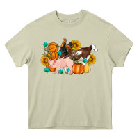 Mossy Farm Life Fall Pig Cow Rooster Heavy Core Tee - Artiststas