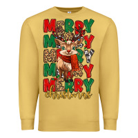 Antique Gold merry christmas reindeer Premium Sweatshirt - MaliasSmallBusiness