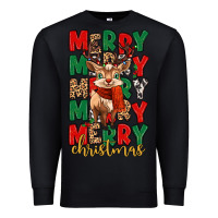 Black merry christmas reindeer Premium Sweatshirt - MaliasSmallBusiness