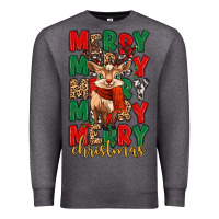 Charcoal Heather merry christmas reindeer Premium Sweatshirt - MaliasSmallBusiness
