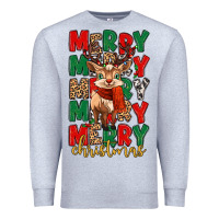 Heather Grey merry christmas reindeer Premium Sweatshirt - MaliasSmallBusiness