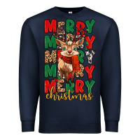 Navy merry christmas reindeer Premium Sweatshirt - MaliasSmallBusiness
