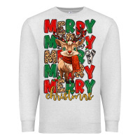 Oatmeal Heather merry christmas reindeer Premium Sweatshirt - MaliasSmallBusiness