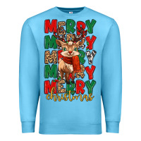 Ocean Blue merry christmas reindeer Premium Sweatshirt - MaliasSmallBusiness