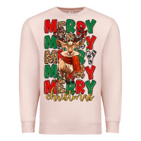 Pale Pink merry christmas reindeer Premium Sweatshirt - MaliasSmallBusiness