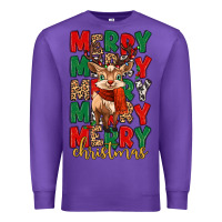 Purple merry christmas reindeer Premium Sweatshirt - MaliasSmallBusiness