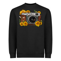 Black sunflower bee vintage camera Heavyweight Sweatshirt - FaDigitalArtStudio