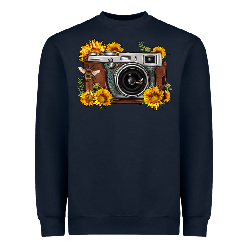 Sunflower Bee Vintage Camera Heavyweight Sweatshirt by FaDigitalArtStudio | Teevron