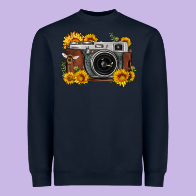Sunflower Bee Vintage Camera Heavyweight Sweatshirt Designed By Fadigitalartstudio