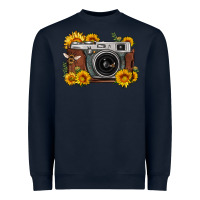 Navy sunflower bee vintage camera Heavyweight Sweatshirt - FaDigitalArtStudio