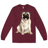 Burgundy pug Long Sleeve Tee - JahusDesignShop