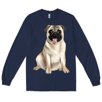 Navy pug Long Sleeve Tee - JahusDesignShop