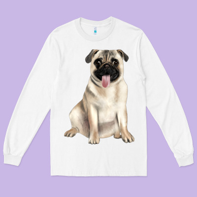 Pug Long Sleeve Tee Designed By Jahusdesignshop