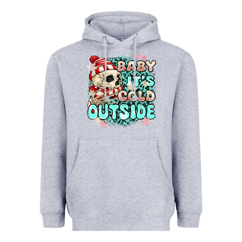 Baby Its Cold Outside Skeleton Heavyweight Hoodie by MaliasSmallBusiness | Teevron