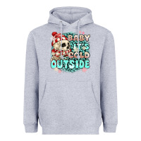 Heather Grey baby its cold outside skeleton Heavyweight Hoodie - MaliasSmallBusiness