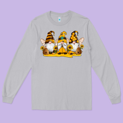 Western Bee Gnomes Beehive Honey Sunflowers Long Sleeve Tee Designed By Artiststas