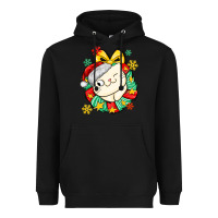 Black Christmas wreaths cat Heavyweight Hoodie - MaliasSmallBusiness