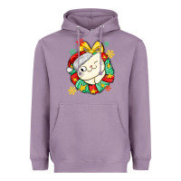 Lavender Christmas wreaths cat Heavyweight Hoodie - MaliasSmallBusiness