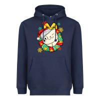 Christmas Wreaths Cat Heavyweight Hoodie | Teevron
