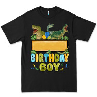 Black customized dinosaur birthday boy Premium Tee - MaliasSmallBusiness