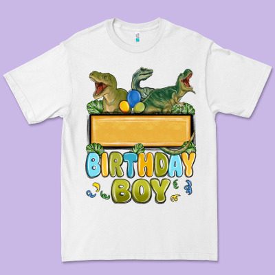 Premium Tee customized dinosaur birthday boy