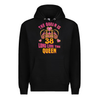 Black the queen is 38 long live the queen Premium Hoodie - Jasminsmagicworld