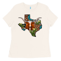 Bone longhorn texas map Ladies Tee - AdoDesignShop