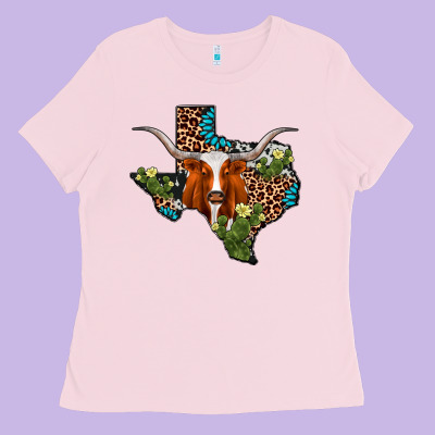 Longhorn Texas Map Ladies Tee Designed By Adodesignshop