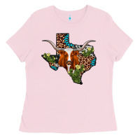 Bubblegum Pink longhorn texas map Ladies Tee - AdoDesignShop
