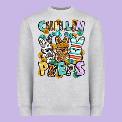 Chillin With My Peeps Easter Heavyweight Sweatshirt Designed By Oliviacreatesart