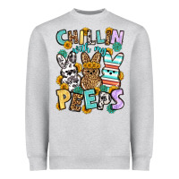 Heather Grey Chillin with my peeps Easter Heavyweight Sweatshirt - OliviaCreatesArt