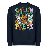 Navy Chillin with my peeps Easter Heavyweight Sweatshirt - OliviaCreatesArt