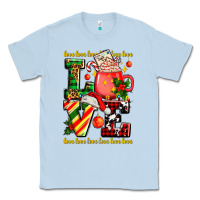 Dusty Blue love with coffee cup and christmas lights Classic Tee - AdoDesignShop