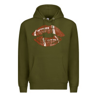 Army Green football lips Premium Hoodie - AdoDesignShop