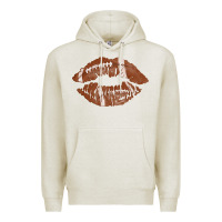 Oatmeal Heather football lips Premium Hoodie - AdoDesignShop