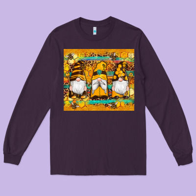 Western Bee Gnomes  Honeycomb  Leopard Turquoise Wooden Serape Long Sleeve Tee Designed By Artiststas
