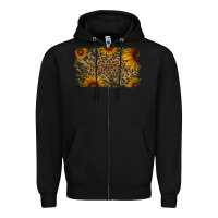 Black Camouflage Leopard Sunflower Background Zipper Hoodie - Jasminsmagicworld