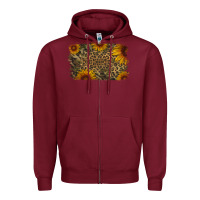 Burgundy Camouflage Leopard Sunflower Background Zipper Hoodie - Jasminsmagicworld