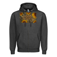 Charcoal Heather Camouflage Leopard Sunflower Background Zipper Hoodie - Jasminsmagicworld